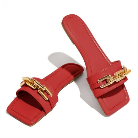 FITORON Womens Slippers- Summer Flat Sqaured Toe Daily Slippers Outdoor Chain Slip On Shoes Red 41
FITORON Womens Slippers- Summer Flat Sqaured Toe Daily Slippers Outdoor Chain Slip On Shoes Red 41