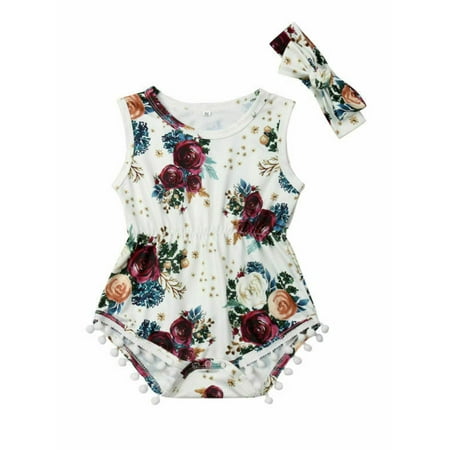 BrilliantMe Newborn Baby Girl Floral Bodysuit Summer Clothing Sleeveless Sunsuit Cute Tassel Outfit Headband Outfits Set
BrilliantMe Newborn Baby Girl Floral Bodysuit Summer Clothing Sleeveless Sunsuit Cute Tassel Outfit Headband Outfits Set