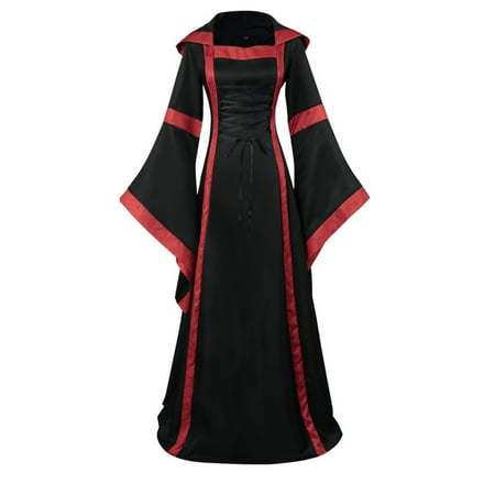 Hooded Dress for Women Lace-up Maxi Dress Long Flared Sleeve Dresses Vintage Ball Floor-length Dress Plus Size Waist-slimming Party Dress Festivals Costumes
Hooded Dress for Women Lace-up Maxi Dress Long Flared Sleeve Dresses Vintage Ball Floor-length Dress Plus Size Waist-slimming Party Dress Festivals Costumes