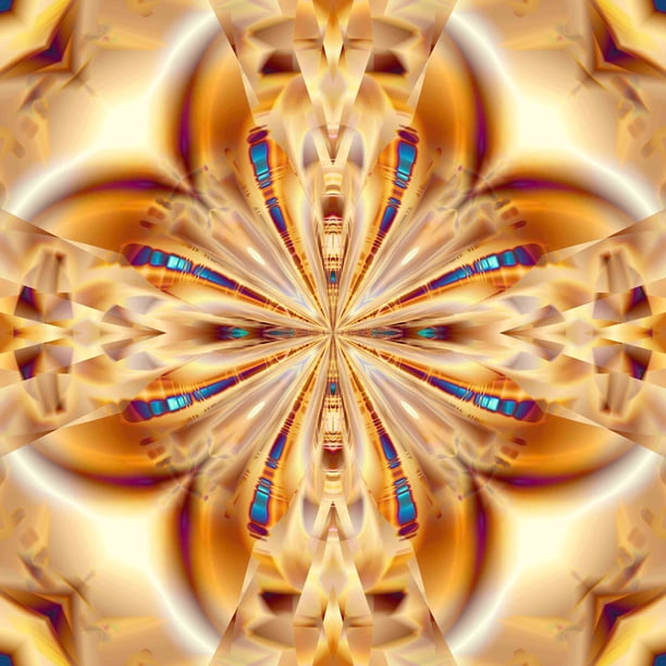 Xzendor7 "Gold Copper Rings Warped Layers" Glossy Poster