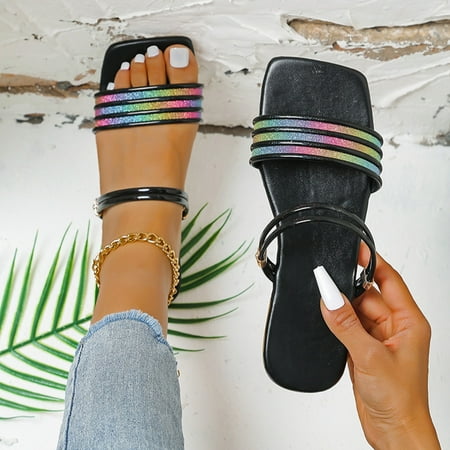 uikmnh Women Shoes Ladies Fashion Summer Colorful Rhinestone Lightweight Flat Beach Sandals Black 8
uikmnh Women Shoes Ladies Fashion Summer Colorful Rhinestone Lightweight Flat Beach Sandals Black 8