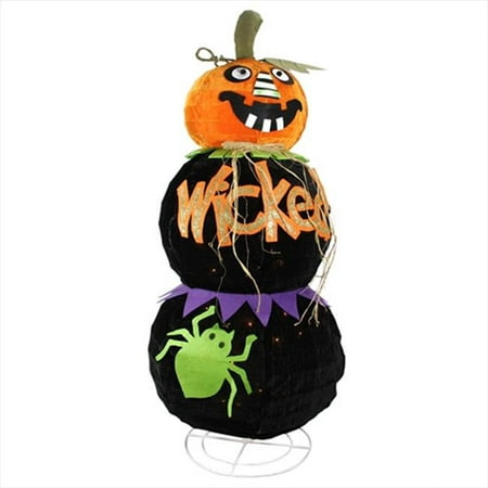 NorthLight 38 inch Lighted Standing Spooky Wicked Black Jack-O-Lantern Pumpkin Halloween Decoration
