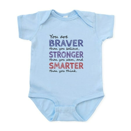 CafePress - Braver Stronger Smarter Body Suit - Baby Light Bodysuit Size Newborn - 24 Months
CafePress - Braver Stronger Smarter Body Suit - Baby Light Bodysuit Size Newborn - 24 Months