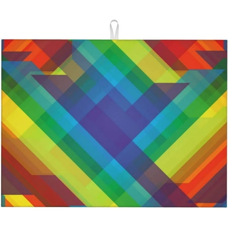 Rainbow Large Dish Drying Mat Absorbent Dish Drainer Kitchen Counter Super Absorbent Microfiber Dish Drying Pad 18x24 Inch