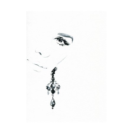 Woman Face. Jewelry and Beauty. Fashion Illustration Print Wall Art By Anna Ismagilova