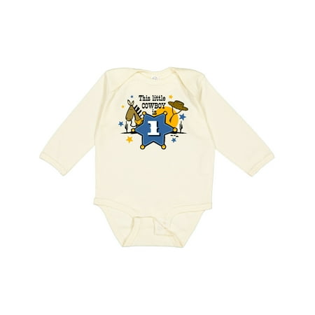 Inktastic Little Cowboy 1st Birthday Gift Baby Boy Long Sleeve Bodysuit