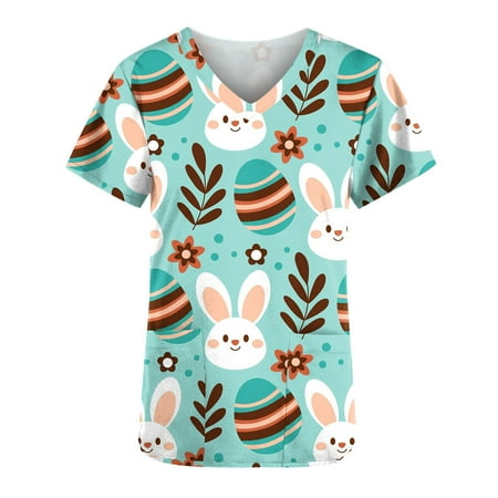 Easter Scrub Top for Women Floral Nurse Uniform V Neck Working Uniform Medical Bunny Pattern Shirt 2 Pockets Workwear
Easter Scrub Top for Women Floral Nurse Uniform V Neck Working Uniform Medical Bunny Pattern Shirt 2 Pockets Workwear