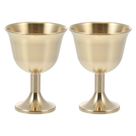 

2pcs Durable Wine Glass Copper Drinking Cup Bar Champagne Goblet Barware
