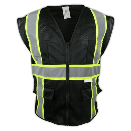 2X Black Two Tones Safety Vest ANSI/ ISEA 107-2015 
2X Black Two Tones Safety Vest ANSI/ ISEA 107-2015