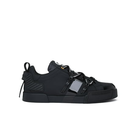 DOLCE & GABBANA SNEAKER PORTOFINO IN MISTO PELLE NERA