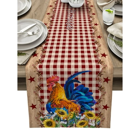 Rustic Farm Chicken Sunflower Plaid Table Runner Home Party Decorative Tablecloth Cotton Linen Table Runners for Wedding
Rustic Farm Chicken Sunflower Plaid Table Runner Home Party Decorative Tablecloth Cotton Linen Table Runners for Wedding