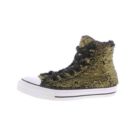Converse Sparkle Fur Women s Metallic Lace Up High Top Sneakers