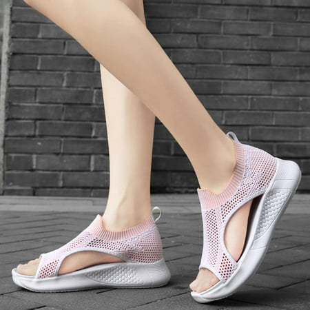 Danhjin Women s Topic Open Toe Sandals Breathable Comfort Hollow Out Casual Wedges Mesh Shoes Comfortable Casual Fashion Sandals - Summer Savings Clearance