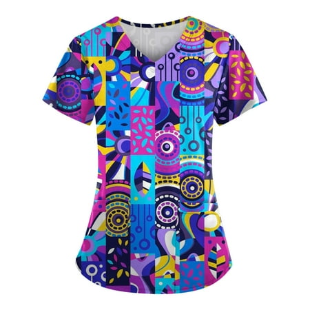 Yubatuo Women Plus Size Scrubs Top with Pockets V-Neck Short Sleeve Animal Print Work Blouse for Women Multicolor L
Yubatuo Women Plus Size Scrubs Top with Pockets V-Neck Short Sleeve Animal Print Work Blouse for Women Multicolor L