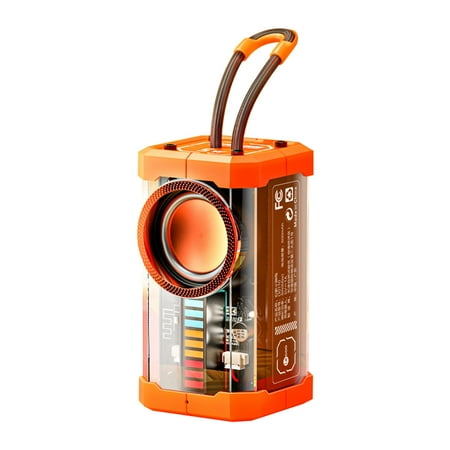 PRINxy Transparent Mecha Style Wireless Bluetooth Audio Portable Outdoor Subwoofer Mini Speaker Orange