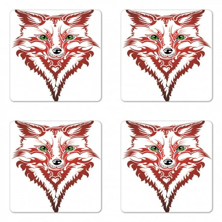 Fox Coaster Set of 4 Patterned Portrait of Fox Sharp Green Eyes Wavy Curvy Design Square Hardboard Gloss Coasters Standard Size Dark Coral Green White by Ambesonne
Fox Coaster Set of 4 Patterned Portrait of Fox Sharp Green Eyes Wavy Curvy Design Square Hardboard Gloss Coasters Standard Size Dark Coral Green White by Ambesonne