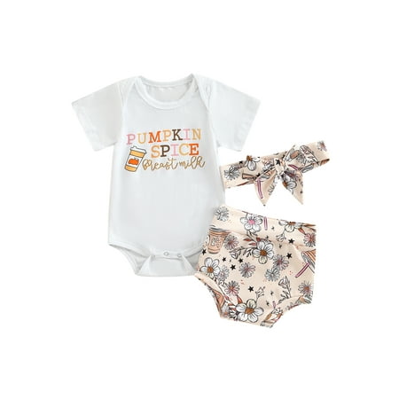 jaweiwi Infant Baby Girls Harvest Festival Clothes Set Short Sleeve Pumpkin/Letter Print Romper + Print Triangle Shorts + Bow Headband Size 0 6 9 12 18 M
jaweiwi Infant Baby Girls Harvest Festival Clothes Set Short Sleeve Pumpkin/Letter Print Romper + Print Triangle Shorts + Bow Headband Size 0 6 9 12 18 M