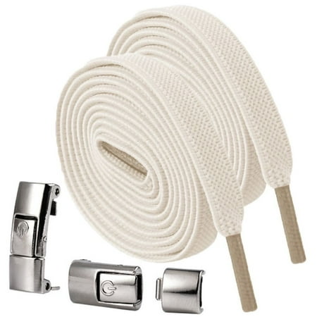 Elastic Sports Accessories Quick Release 1 Second Locking ShoeLaces No Tie Shoe laces Lazy Laces Strings Flat Sneakers BEIGE