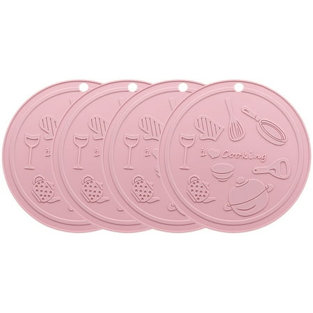 Homeex 4pcs TPR Non-slip Insulation Table Mat Round 4pcs lotus root powder