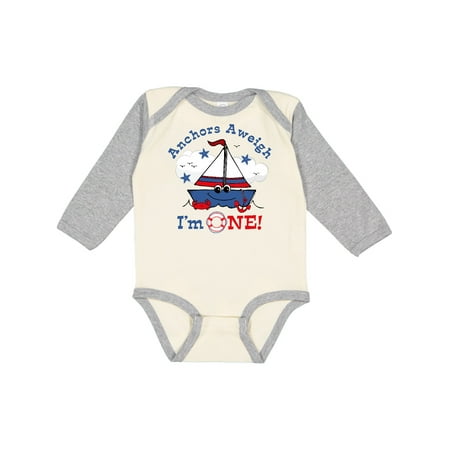 Inktastic Little Sailboat 1st Birthday Gift Baby Boy Long Sleeve Bodysuit