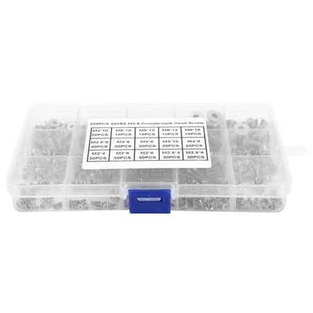 320pcs M2-M6 Hex Socket Flat Head Stainless Steel SS304 Screw Bolt Assortment Set