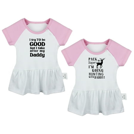 Pack of 2 Pack My Diapers I m Going Hunting & I Try to Be Good Take After My Daddy Funny Dresses Newborn Baby Skirts Infant Princess Dress Toddler Frocks (Pink Raglan Dresses 6-12 Months)
Pack of 2 Pack My Diapers I m Going Hunting & I Try to Be Good Take After My Daddy Funny Dresses Newborn Baby Skirts Infant Princess Dress Toddler Frocks (Pink Raglan Dresses 6-12 Months)