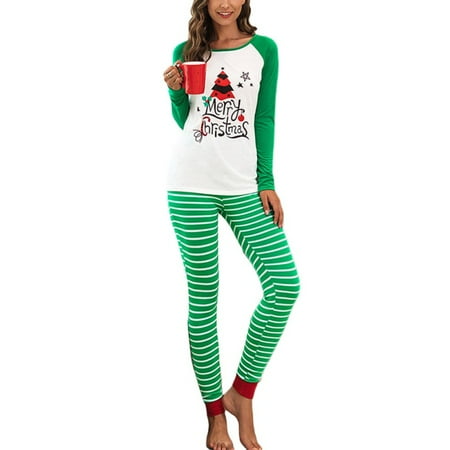Christmas Women Pajamas Set Stripe - Female Printed Pjs Lined Thermal Underwear Green Large
Christmas Women Pajamas Set Stripe - Female Printed Pjs Lined Thermal Underwear Green Large