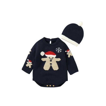 Infant Baby 2PCS Christmas Outfits Long Sleeve Round Neck Knit Romper + Beanie Hat Set
Infant Baby 2PCS Christmas Outfits Long Sleeve Round Neck Knit Romper + Beanie Hat Set