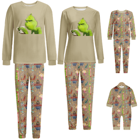 Holiday Family Matching Christmas Pajamas Set The Grinch Khaki Print Sizes Baby-Kids-Adult-Pet 2-Piece Top and Pants Bodysuits Xmas Pjs Set
Holiday Family Matching Christmas Pajamas Set The Grinch Khaki Print Sizes Baby-Kids-Adult-Pet 2-Piece Top and Pants Bodysuits Xmas Pjs Set