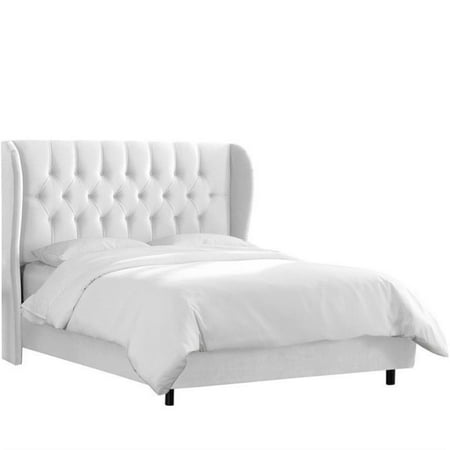 Skyline Tufted Wingback Bed in Velvet White