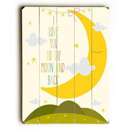ArteHouse Decorative Wood Sign "Love You To The Moon", 30" x 40", Planked Wood