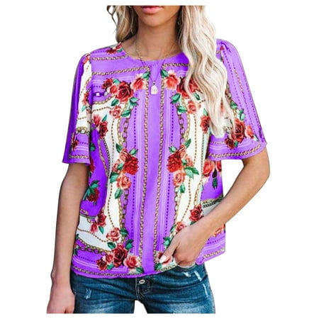 WANYNG Women s Flower Print O-Neck Short Sleeve Fashion Blouse Fashion T-shirt Cool Mens Long Sleeve Shirts Printed Scrub Tops
WANYNG Women s Flower Print O-Neck Short Sleeve Fashion Blouse Fashion T-shirt Cool Mens Long Sleeve Shirts Printed Scrub Tops