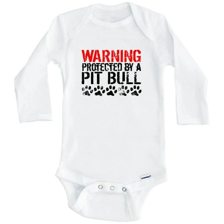 Warning Protected By A Pit Bull Funny One Piece Baby Bodysuit Funny Dog Baby Bodysuit (Long Sleeve) 6-9 Months White
Warning Protected By A Pit Bull Funny One Piece Baby Bodysuit Funny Dog Baby Bodysuit (Long Sleeve) 6-9 Months White
