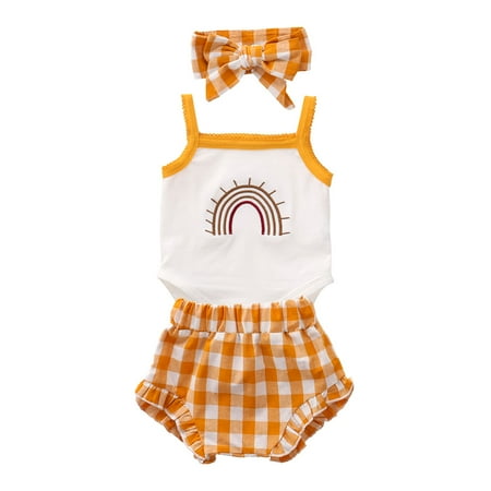 Baby Summer Clothing Infant Baby Girl Boy Clothes Sleeveless Rainbow Ruffled Romper Tops High Waist Shorts Headband Outfits
Baby Summer Clothing Infant Baby Girl Boy Clothes Sleeveless Rainbow Ruffled Romper Tops High Waist Shorts Headband Outfits