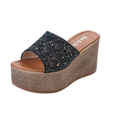 CYMMPU Women s Slippers Clearance Sandals Women Slope Heel Open Toe Sequins Slippers Comfy Beach Shoes Flip Flop
CYMMPU Women s Slippers Clearance Sandals Women Slope Heel Open Toe Sequins Slippers Comfy Beach Shoes Flip Flop
