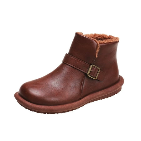 Dyfzdhu Ladies Retro Fashion Solid Color Leather Short Boots Plush Warm Belt Buckle Flat Casual Cotton Boots
Dyfzdhu Ladies Retro Fashion Solid Color Leather Short Boots Plush Warm Belt Buckle Flat Casual Cotton Boots