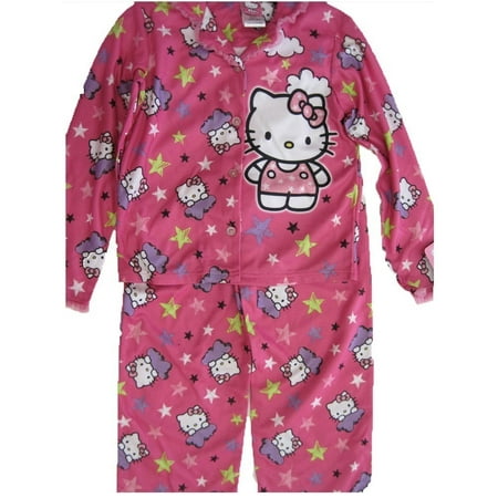 Hello Kitty Girls Fuchsia Kitty Image Star Print 2 Pc Pajama Set 8-10