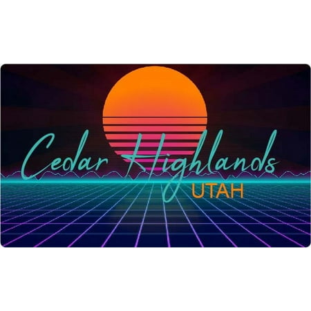 Cedar Highlands Utah 4 X 2.25-Inch Fridge Magnet Retro Neon Design
