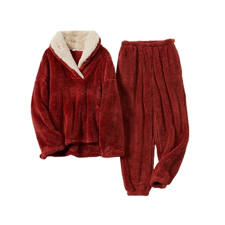 Women Plus Size 2Pcs Flannel Pajamas Set Long Sleeve Plush Pullover Elastic Pants Winter Casual Sleepwear
Women Plus Size 2Pcs Flannel Pajamas Set Long Sleeve Plush Pullover Elastic Pants Winter Casual Sleepwear