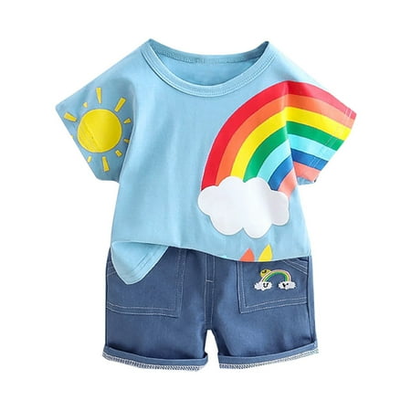 TAIAOJING Summer Baby Boy Girl Clothes Toddler Kids Cartoon Rainbow Print T-Shirt Jeans Denim Shorts Bodysuit Outfits 2-3 Years
TAIAOJING Summer Baby Boy Girl Clothes Toddler Kids Cartoon Rainbow Print T-Shirt Jeans Denim Shorts Bodysuit Outfits 2-3 Years