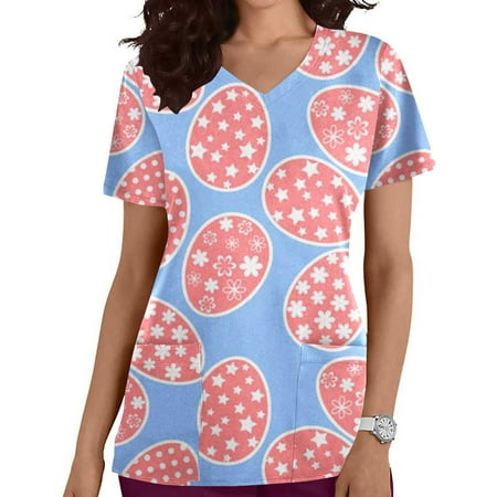 Ozmmyan Womens Tops Easter Day Scrubs for Women Fashion Short Sleeve V-Neck Tops Working Uniform Easter Printing With Pocket Blouse Tops
Ozmmyan Womens Tops Easter Day Scrubs for Women Fashion Short Sleeve V-Neck Tops Working Uniform Easter Printing With Pocket Blouse Tops
