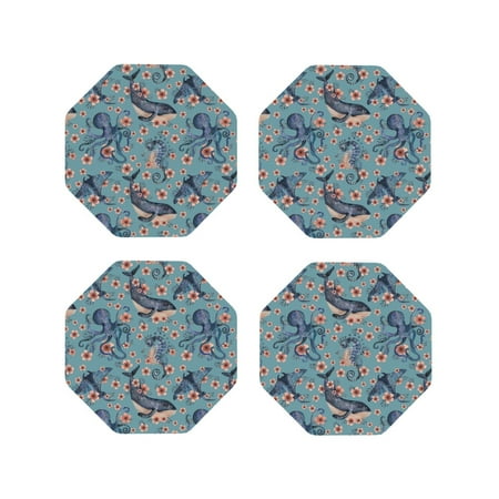 Leather Coasters Set of 4 - Underwater Animals and Flowers Lightweight Non-Slip Drink Coasters for Desk Anti-Scalding Desk Cup Coasters for Office Table Decor Octagon
Leather Coasters Set of 4 - Underwater Animals and Flowers Lightweight Non-Slip Drink Coasters for Desk Anti-Scalding Desk Cup Coasters for Office Table Decor Octagon