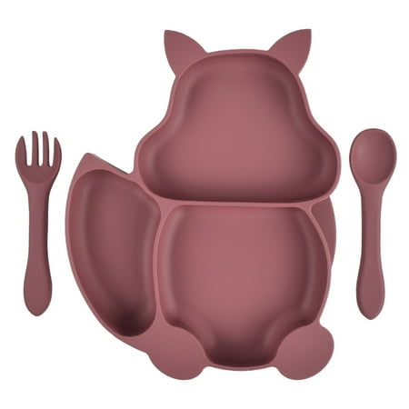 QUSENLON Food Grade Silicone Squirrel Shape Baby Divided Feeding Plate with Spoon Fork Set Training Food Utensil Dinnerware
QUSENLON Food Grade Silicone Squirrel Shape Baby Divided Feeding Plate with Spoon Fork Set Training Food Utensil Dinnerware