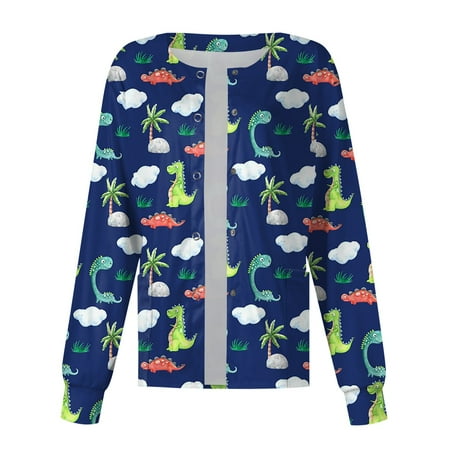 Taymeis Printed Scrub Jackets for Women Stretchy Animal Dinosaur Print Jacket Tops Nursing Working Uniform Long Sleeve O Neck T-Shirts with Pockets Dark Blue 2XL
Taymeis Printed Scrub Jackets for Women Stretchy Animal Dinosaur Print Jacket Tops Nursing Working Uniform Long Sleeve O Neck T-Shirts with Pockets Dark Blue 2XL
