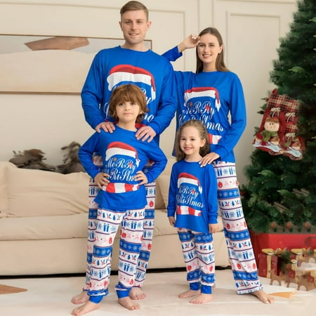 SYNPOS Christmas Family Pajamas Matching Sets Holiday Family Matching Pjs Set Xmas Loungewear Holiday Santa Claus Sleepwear