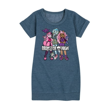 Monster High - Group With Pets - Toddler And Youth Girls Fleece Dress