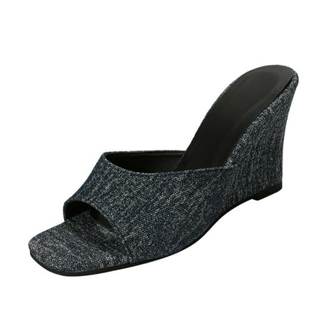 Ladies Fashion Summer Solid Denim Square Toe Open Toe Slope Heel Thick Soled Sandals
Ladies Fashion Summer Solid Denim Square Toe Open Toe Slope Heel Thick Soled Sandals