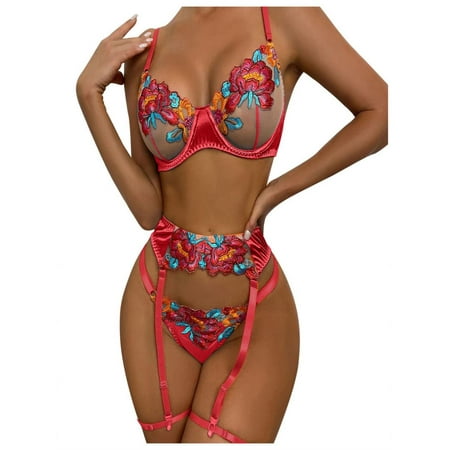 ICE Lingerie for Women Sexy Floral Heart Embroidery Underwire Garter Lingerie Set,Red L
ICE Lingerie for Women Sexy Floral Heart Embroidery Underwire Garter Lingerie Set,Red L
