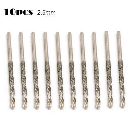 BAMILL 10Pcs Diamond Coated Spiral Drill Bits Drilling Polishing For Glass JewelryAgate