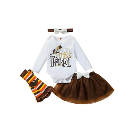 ZIYIXIN 4Pcs Newborn Baby Girls Thanksgiving Outfits Letter Print Romper Tutu Skirt Striped Leg Warmers with Headband Set Coffee 3-6 Months
ZIYIXIN 4Pcs Newborn Baby Girls Thanksgiving Outfits Letter Print Romper Tutu Skirt Striped Leg Warmers with Headband Set Coffee 3-6 Months